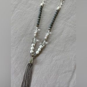 Adornable U Howlite & Silver Long Pendant Necklace